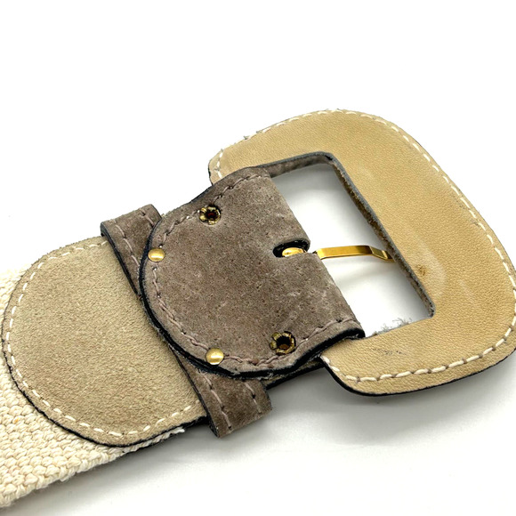 Anne Klein II for Calderon Vintage Genuine Leather Belt Elastic Suede Buckle Lg - Picture 7 of 8